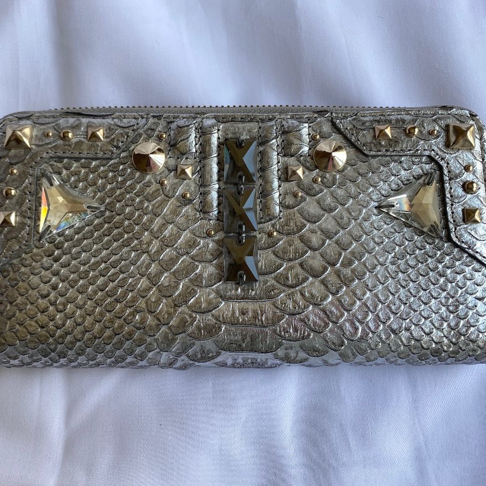 Juicy Couture Vintage Silver Deco Continental Zip Wallet